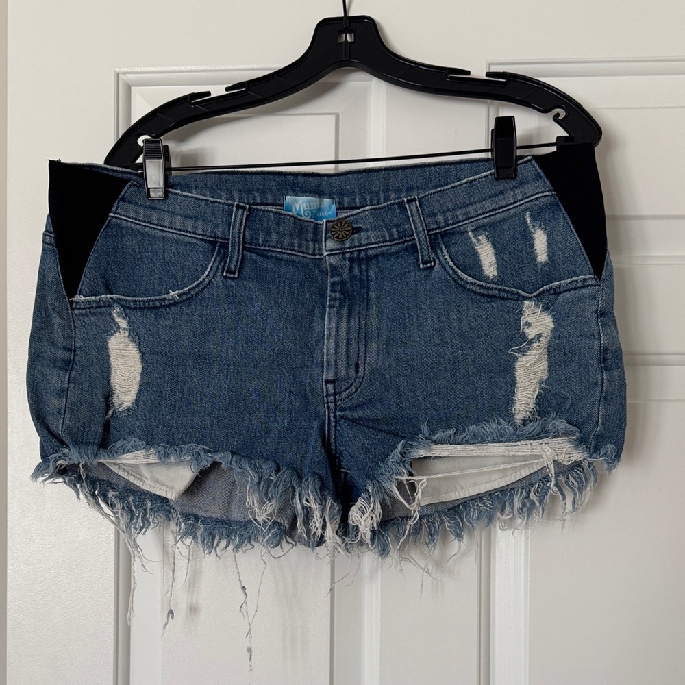 Distressed Denim Maternity Women Shorts